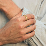 King Will &trade; 8mm Gold Tungsten Rings, Groove Men's Wedding Rings Beveled Edge Ring for Men Women