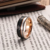 King Will &trade; 8mm Tungsten Rings, Black&Rose Gold Men's Wedding Rings,Anniversary Ring for Men Women