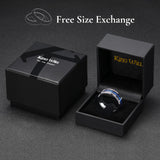 King Will &trade; 8mm Silver Tungsten Rings, Men's Wedding Rings Blue Foils Inlay Beveled Edge Ring for Men Women