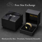 King Will &trade; 8mm Gold Tungsten Rings, Men's Wedding Rings Gold Meteorite Inlay Beveled Edge Ring for Men Women