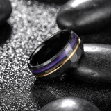 King Will &trade; 8mm Black Tungsten Rings, Hammered Men's Wedding Rings Domed Ring for Men Women