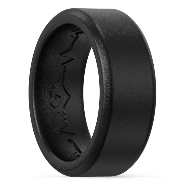King Will &trade; 8mm Silicone Rings for Men Women Rubber Wedding Bands-Black&Black
