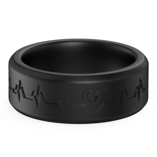 King Will &trade; 8mm Silicone Rings for Men Women Rubber Wedding Bands-Black&Black