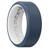 King Will &trade; 8mm Silicone Rings for Men Women Rubber Wedding Bands-Blue & White