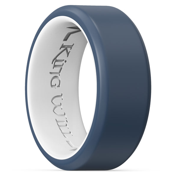 King Will &trade; 8mm Silicone Rings for Men Women Rubber Wedding Bands-Blue & White