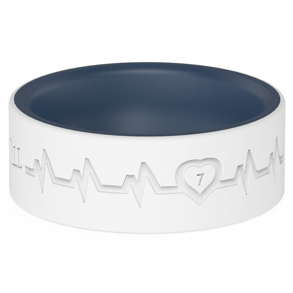 King Will &trade; 8mm Silicone Rings for Men Women Rubber Wedding Bands-Blue & White