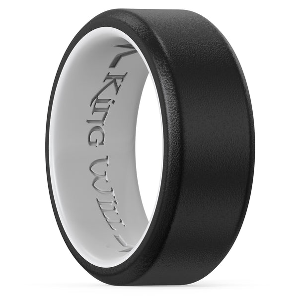 King Will &trade; 8mm Silicone Rings for Men Women Rubber Wedding Bands-Black&White