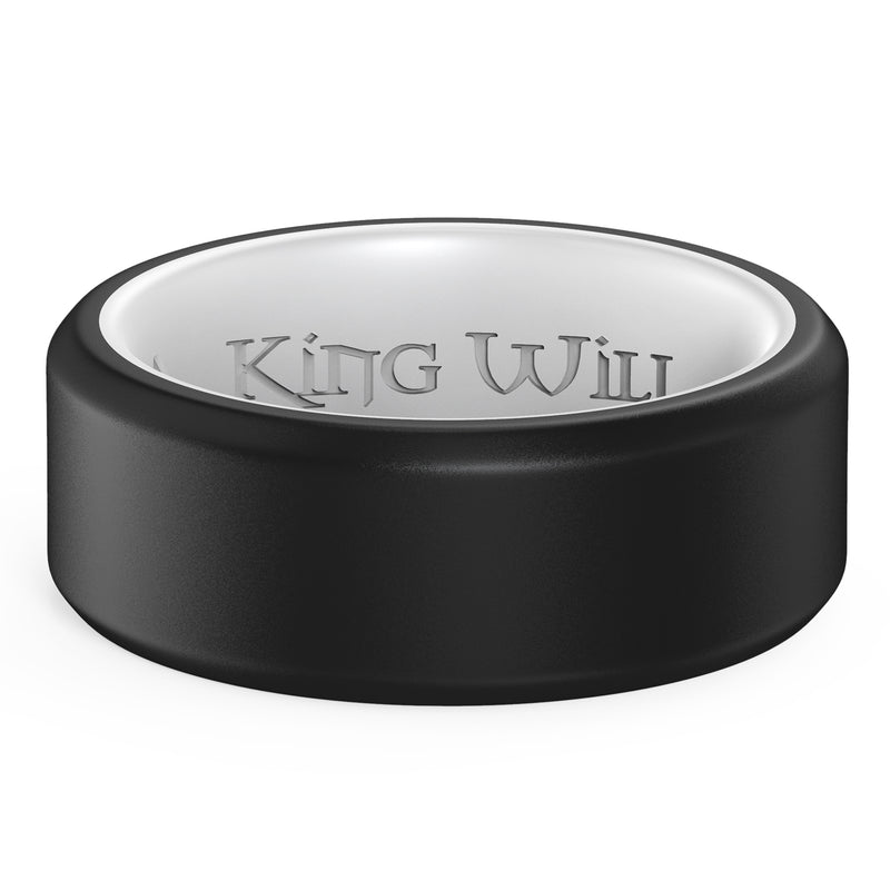 King Will &trade; 8mm Silicone Rings for Men Women Rubber Wedding Bands-Black&White