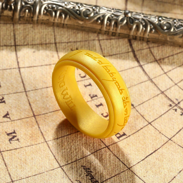King Will &trade; 8mm Silicone One Ring for Men-Gold Lord Rings Magic Power Rings