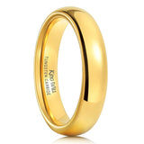 King Will 4mm Gold Plated High Polished Comfort Fit Domed Tungsten Carbide Ring Wedding Band