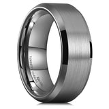 King Will Gunmetal Gray 8mm Basic Wedding Ring For Men with Brushed Matte Surface Beveled Polished Edge Comfort Fit