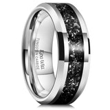 King Will Mens Meteorite Rings Tungsten Carbide Wedding Bands 8mm High Polished Engagement Ring for Couples Comfort Fit, Silver