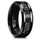 King Will Mens Meteorite Rings Tungsten Carbide Wedding Bands 8mm High Polished Engagement Ring for Couples Comfort Fit, Black