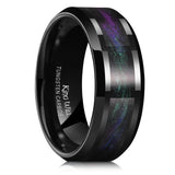 King Will Tungsten Carbide Men's Engagement Ring 8mm Black with Purple & Green Sand Inlay Polished Comfort Fit