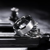 King Will Gunmetal Gray 8mm Basic Wedding Ring For Men with Brushed Matte Surface Beveled Polished Edge Comfort Fit