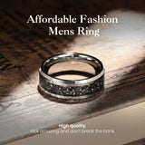 King Will Mens Meteorite Rings Tungsten Carbide Wedding Bands 8mm High Polished Engagement Ring for Couples Comfort Fit, Silver