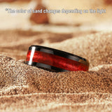 King Will 8mm Tungsten Carbide Wedding Band for Men - Black and Red Sand Inlay Men's Cool Unique Rings Polished Beveled Edge Comfort Fit for Everyday Wear