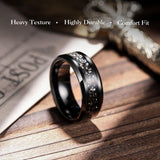 King Will Mens Meteorite Rings Tungsten Carbide Wedding Bands 8mm High Polished Engagement Ring for Couples Comfort Fit, Black