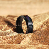King Will Tungsten Carbide Men's Engagement Ring 8mm Black with Purple & Green Sand Inlay Polished Comfort Fit