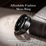King Will Mens Meteorite Rings Tungsten Carbide Wedding Bands 8mm High Polished Engagement Ring for Couples Comfort Fit, Black