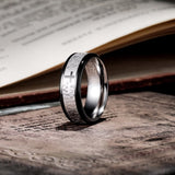 King Will 8mm Lord's Prayer Cross Ring Stainless Steel Ring Black Silver Wedding Band Bible Engraved Rings High Polished Black Eage