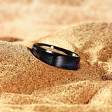 King Will Tungsten Carbide Men's Engagement Ring 8mm Black with Purple & Green Sand Inlay Polished Comfort Fit