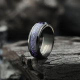 King Will 316L Stainless Steel Spinner Fidget Ring for Mens- 8mm Fidget Stress Relieving Anxiety Ring with Black Celtic Dragon Purple Carbon Fiber Inlay, Comfor Fit Wedding Band Ring