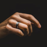 King Will Mens Meteorite Rings Tungsten Carbide Wedding Bands 8mm High Polished Engagement Ring for Couples Comfort Fit, Silver