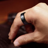 King Will Tungsten Carbide Men's Engagement Ring 8mm Black with Purple & Green Sand Inlay Polished Comfort Fit