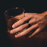 King Will Men's Black Tungsten Carbide Ring, 8mm Brushed Pipe Cut Wedding Band, Comfort Fit