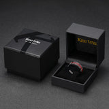 King Will Mens Black Tungsten Wedding Bands Red Meteorite Inlay 8mm High Polished Beveled Edge Engagement Ring for Couples Promise Ring Comfort Fit