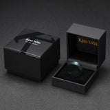 King Will 8mm Black and Blue Green Wedding Band for Men, Beveled Polished Edge Turquoise Sand Inlay Tungsten Carbide Rings, Comfort Fit
