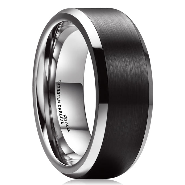 Hammered Tungsten Ring 8mm Black and Silver Brushed with Polished Silv –  Tungsten Titans