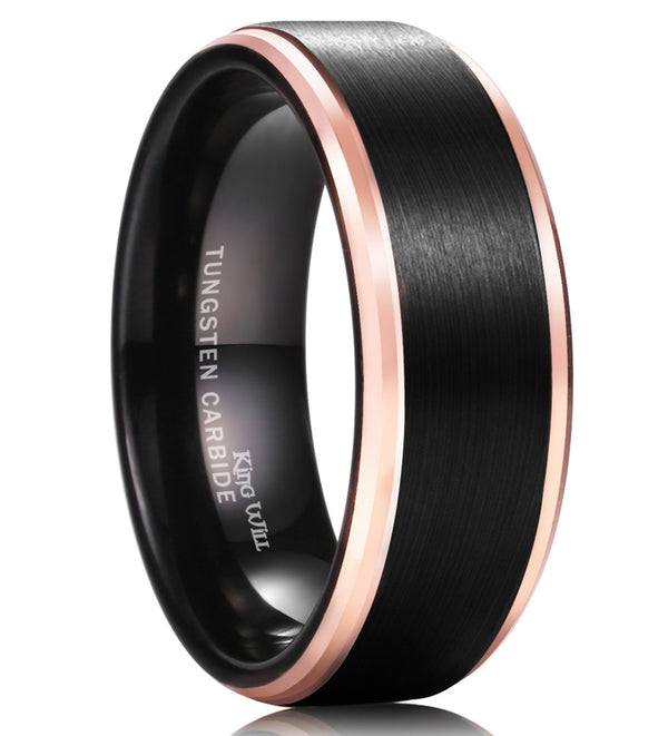 King Will Basic 8mm/10mm Zwart Wolfraamcarbide Ring Gegroefde King Will Basic 8mm/10mm Zwart Wolfraamcarbide Ring Gegroefde