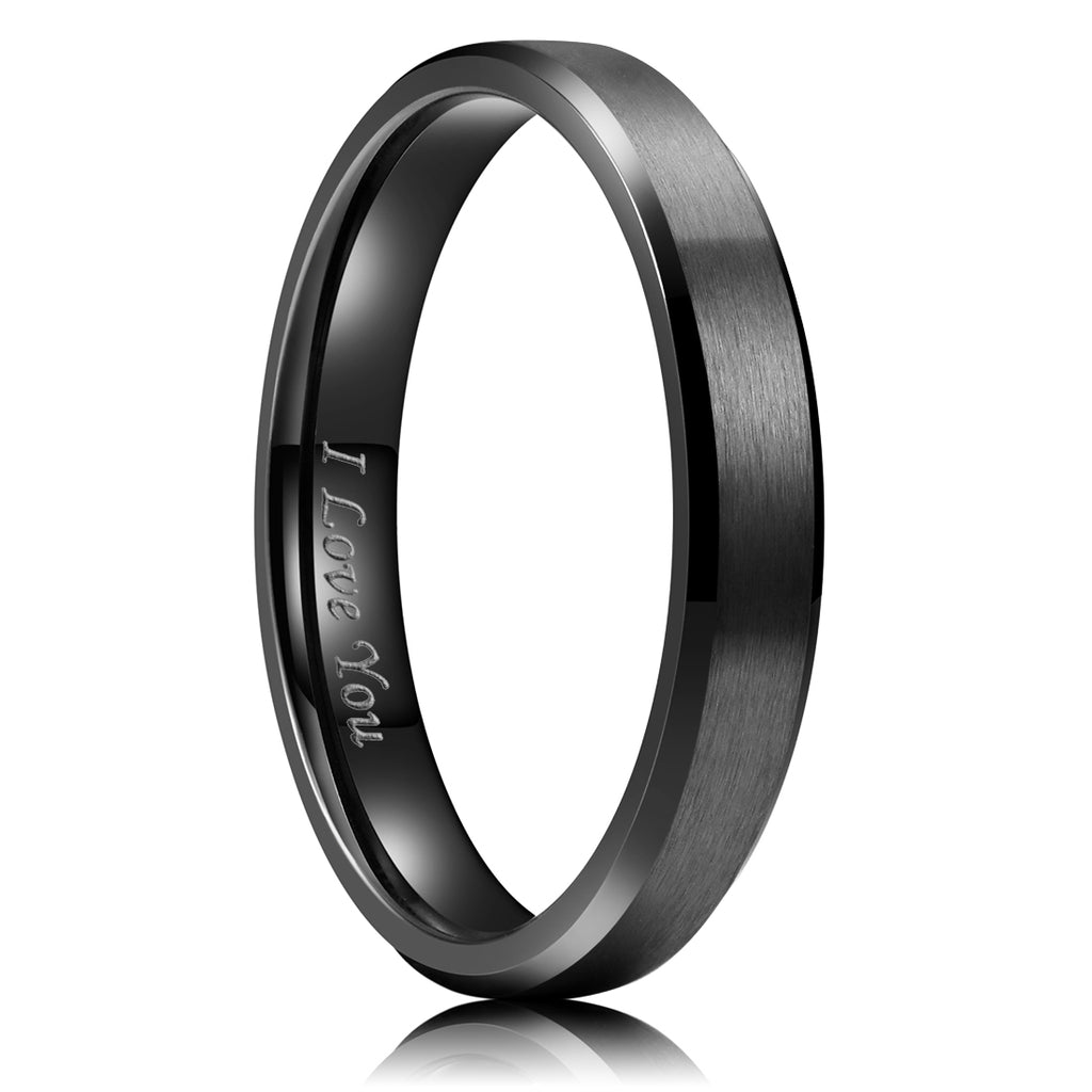 Stainless Steel Princess Cut Cz Black IP Wedding Ring Band Unisex Width 08 Mm Size 09 Stainless Steel Princess Cut Cz Black IP Wedding Ring Band Unisex Width 08 Mm Size 09