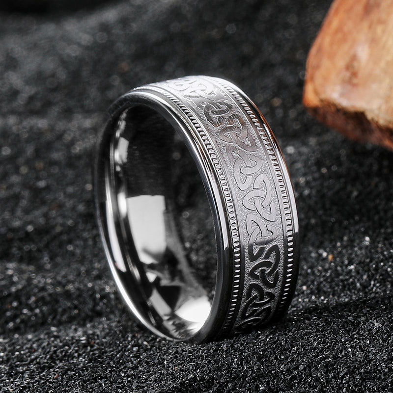 CELTIC&trade; 8mm stainless steel ring engraved endless celtic knot comfort fit band