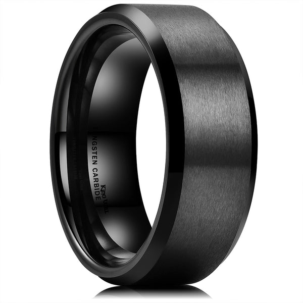  14K Gold Ring Wood and Tungsten Rings for Men Hammered Wood  Wedding Band Comfort Fit Unique Viking Wooden Rings : Handmade Products