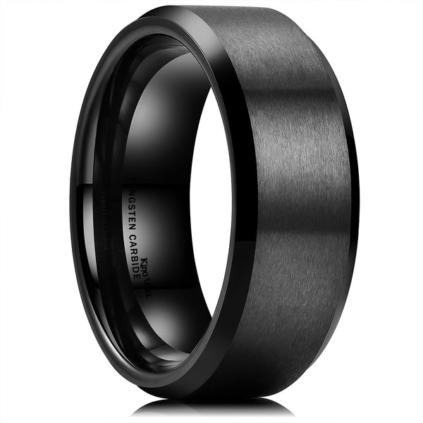 7 mm Matte Black Stainless Steel Ring