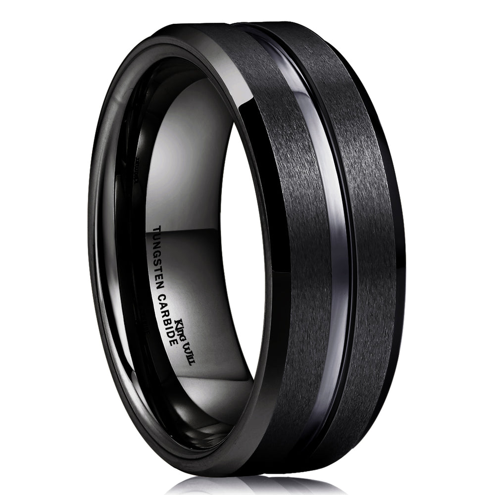 Quartet Official Products 指輪(black) Triton Black Tungsten Black Sapphire Stone Wedding Band