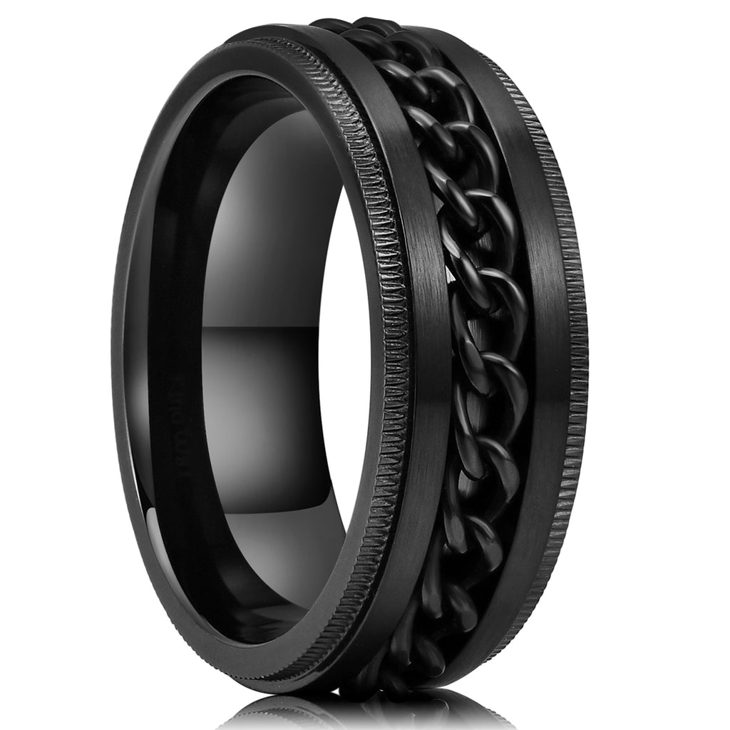 Epinki Ringen voor angst, 8MM Mannen Roestvrij staal Zilver/Zwart/Goud Spinner Ring Geborsteld Fidget Band Ring, roestvrij staal, Geen zirkonia Epinki Ringen voor angst, 8MM Mannen Roestvrij staal Zilver/Zwart/Goud Spinner Ring Geborsteld Fidget Band Ring, roestvrij staal, Geen zirkonia